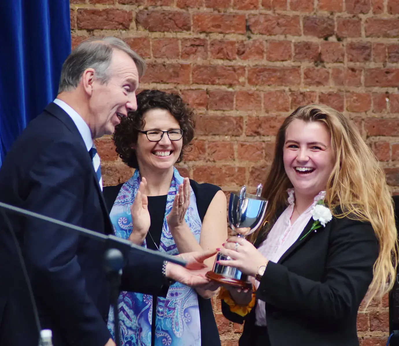 Student receiving an award