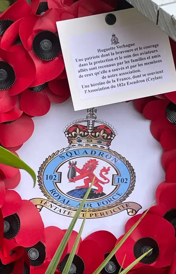 A wreath laid by RAF 102 Squadron at a series of memorial events held near Lyons-la-Forêt in Normandy, France.Slider,Gallery