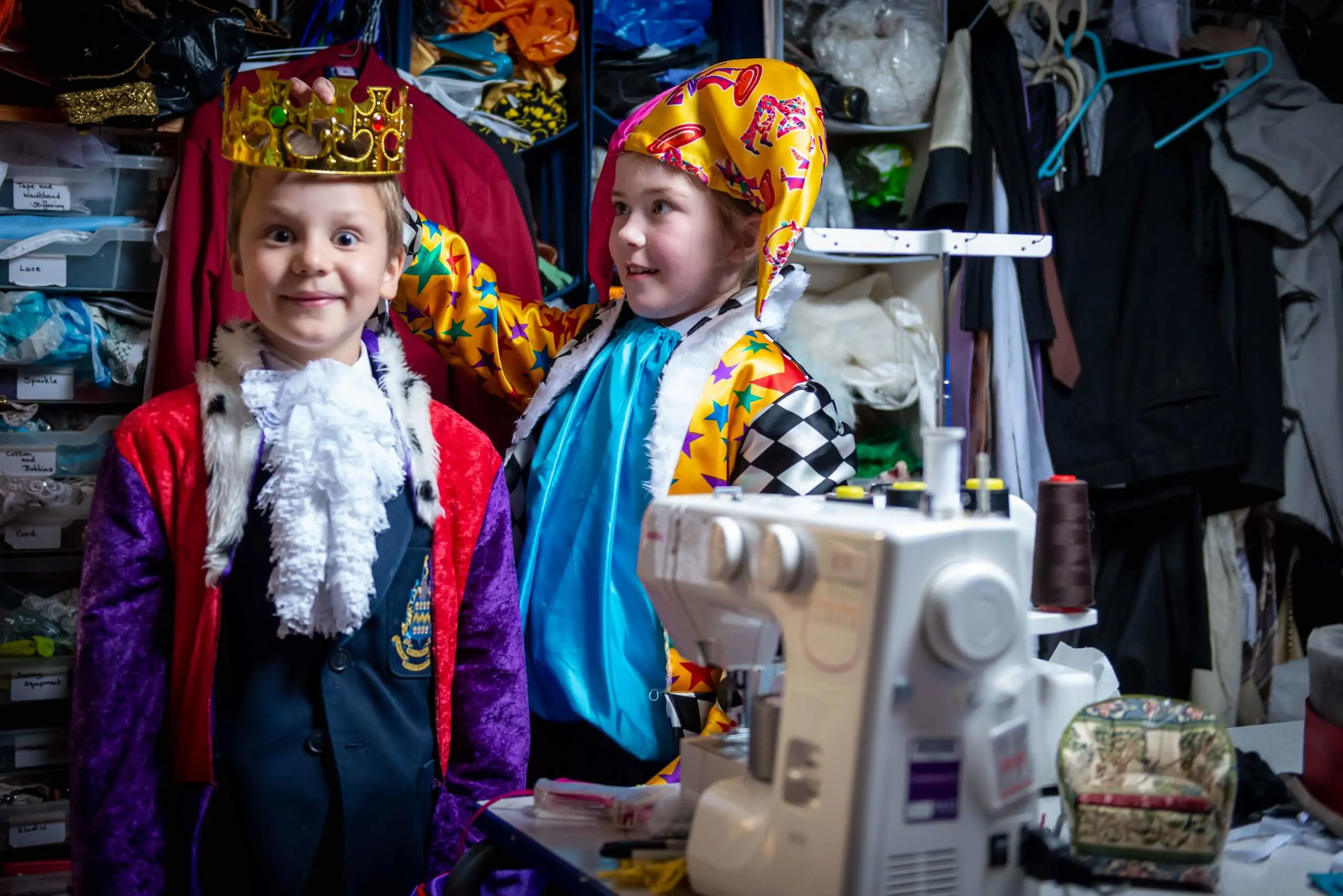 Pocklington Prep School pupils have fun trying on different fancy dress costumes 