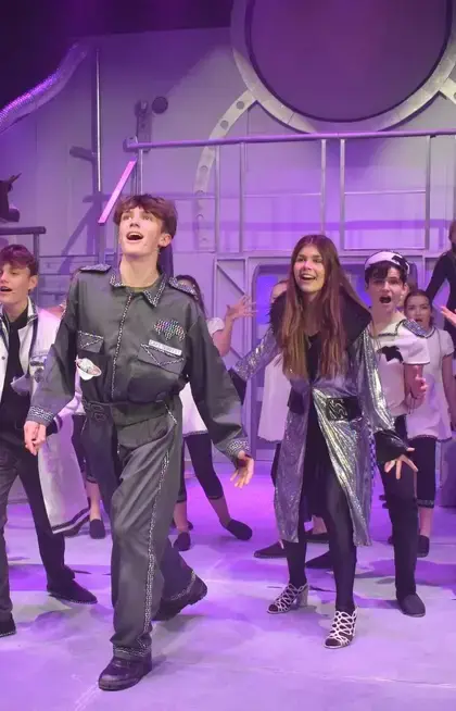 Pupils performing in the Return to the Forbidden Planet Pocklington School at Pocklington School, a private school near York