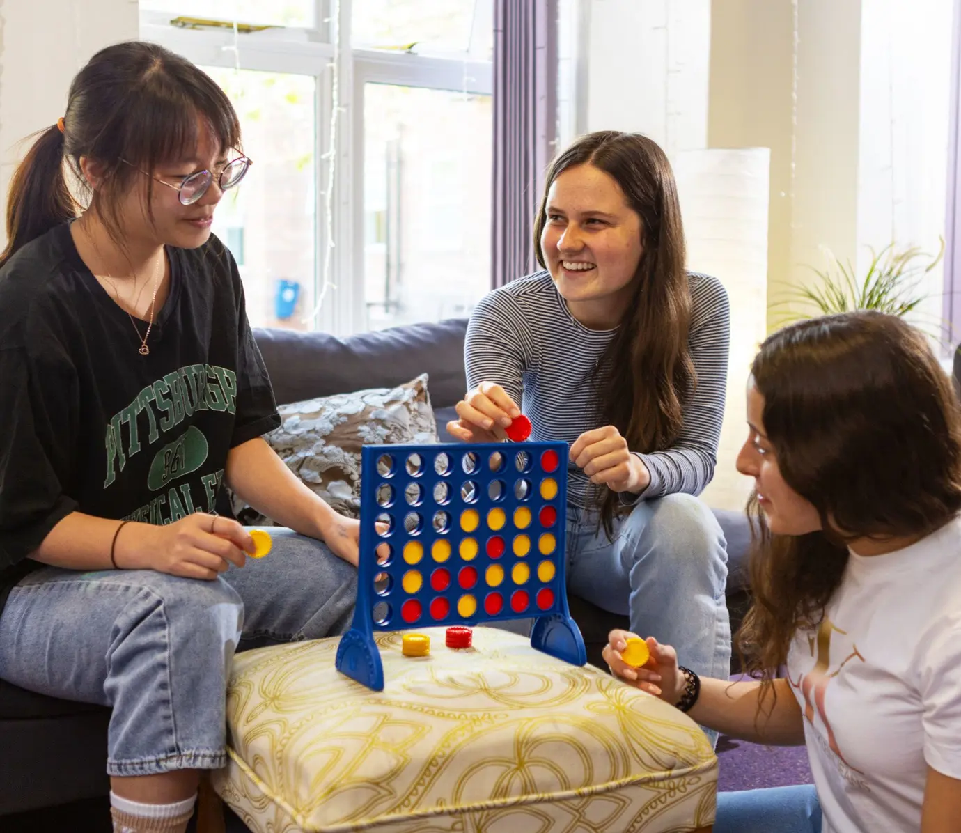 Two Pocklington School boarding pupils playing a game in the senior girls' boarding house at Pocklington School. A private day and boarding school for girls and boys near York, Beverley and Hull